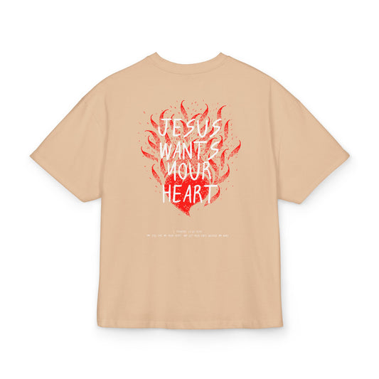 Jesus Wants Your Heart Oversize Tee — Faith-Based Christian T-Shirt