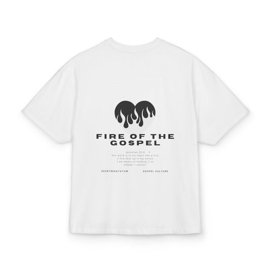 Fire of the Gospel Heavy Cotton Box Tee — Christian Faith Tee
