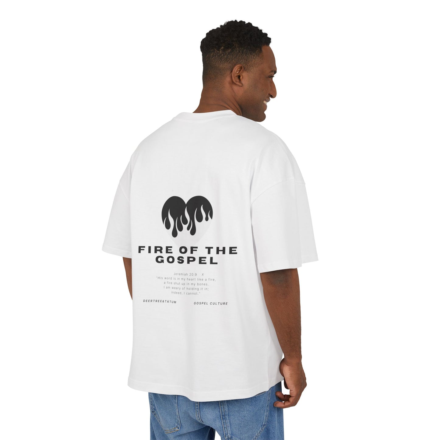 Fire of the Gospel Heavy Cotton Box Tee — Christian Faith Tee